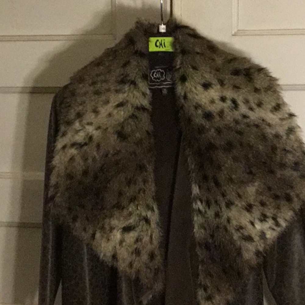 CHi by Carlos Falchi Faux leader jacket sz XS